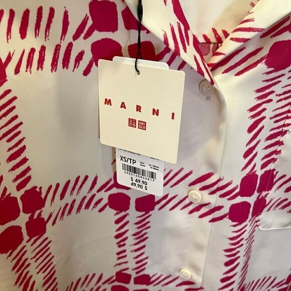 Marni x Uniqlo NWT Oversized Punk & White Shirt Sz XS - Picture 5 of 5